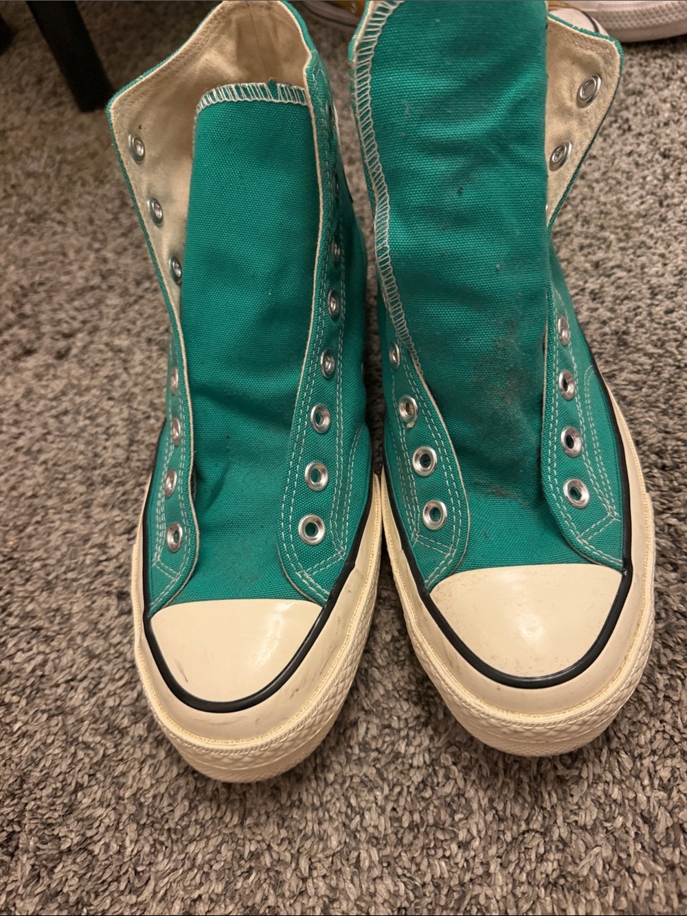 Converse High-Top Canvas Sneakers in Teal Green